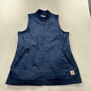 Carhartt Vest Womens Medium Blue Rugged Flex Modern Fit Ripstop Workwear Utility